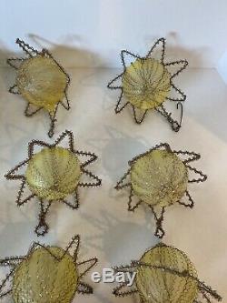 Lot 12 Vtg/Antique Silver Wire Tinsel Covered Glass Star Christmas Ornaments