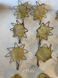 Lot 12 Vtg/Antique Silver Wire Tinsel Covered Glass Star Christmas Ornaments