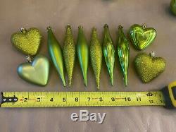 Lot 130 Christmas Ornament Ball Green Silver Gold Heart Icicle Shatterproof