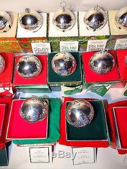 Lot 23 WALLACE Silver Plated Christmas Ball Sleigh Bell Ornaments 1977 2000