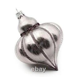 Lot (6) Czech blown glass antique silvered onion Christmas tree ornaments