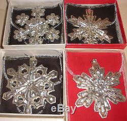Lot Gorham 1974 1976 1978 1979 Sterling Silver Christmas Ornaments Snowflake Box