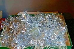 Lot Of 50 Vintage Atomic Starburst Silver Tinsel Ball Christmas Xmas Ornament