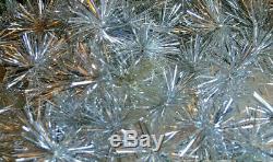 Lot Of 50 Vintage Atomic Starburst Silver Tinsel Ball Christmas Xmas Ornament