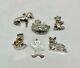 Lot Of 6 Sterling Silver Animal Character Christmas Ornaments / Pendants