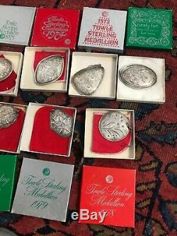 Lot Of Towle Sterling Silver Christmas Ornaments Medallion 1972-1982