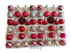 Lot Snowfakes Bell Ball Teardrops Star Shattered Proof pink Silver Ornaments