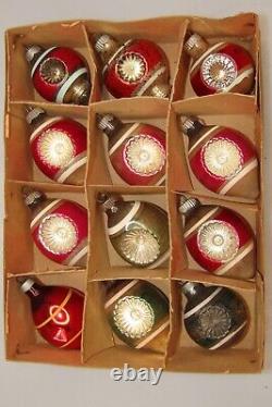Lot Vintage Silver Glass Indent Balls Teardrops Christmas Ornaments Shiny Brite