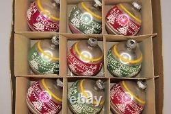 Lot Vintage Silvered Glass MERRY Christmas Pictured BALLS Ornaments Shiny Brite
