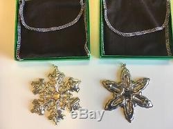 Lot of 10 GORHAM STERLING SILVER 1980 -1989 snowflake CHRISTMAS ORNAMENTS with box