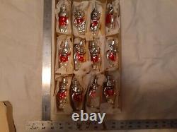 Lot of 12 Antique/Vintage Mercury Glass silver bears Christmas Tree Ornaments