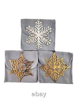 Lot of 3 MMA Sterling Silver Snowflake Ornaments #18718