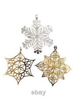 Lot of 3 MMA Sterling Silver Snowflake Ornaments #18718