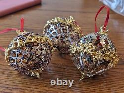 Lot of 3 Vintage Lunt Silversmiths Silver Plate Ball Ornaments