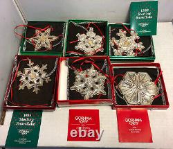 Lot of 6 Gorham Sterling Snowflake Ornaments 1986 1987 1988 1989 1991 1992