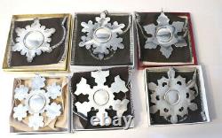 Lot of 6 Vintage Gorham Sterling Silver Christmas Snowflake Ornaments