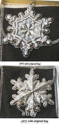 Lot of 6 Vintage Gorham Sterling Silver Christmas Snowflake Ornaments