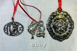 Lot of 8 Sterling Sliver & Silverplate Christmas Ornaments & Musical Bells (REZ)