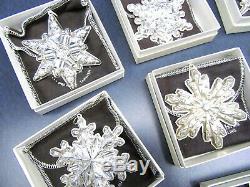 Lot of 9 Gorham Sterling Christmas Ornaments 1970-1978 w Pouches & Boxes