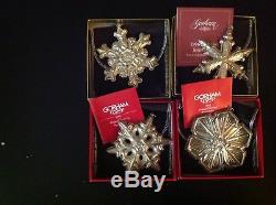 Lot of 9 Gorham Sterling Snowflake Christmas Ornaments 1991-1999