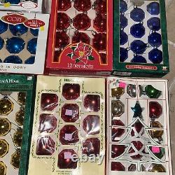Lot of Vintage Christmas Glass Ornaments blue red gold silver 110