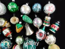 Lot of Vintage Indent Glass Christmas Ornaments Bells Blue Green Silver