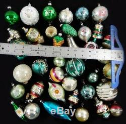 Lot of Vintage Indent Glass Christmas Ornaments Bells Blue Green Silver