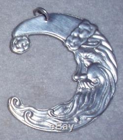 Lunt 1995 Solid Sterling Santa Moon Christmas Ornament Pendant Medallion Gift