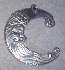 Lunt 1995 Solid Sterling Santa Moon Christmas Ornament Pendant Medallion Gift