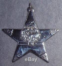 Lunt 1995 Solid Sterling Santa Star Christmas Ornament Pendant Medallion Gift