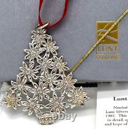 Lunt Silversmith Sterling Silver Christmas Ornament Poinsettia Tree NOS with Box