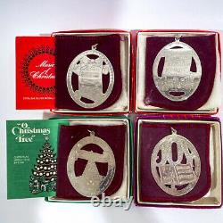 Lunt Sterling Silver Complete Set 4 Music of Christmas Ornaments 1976 to 1979 #