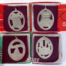 Lunt Sterling Silver Complete Set Four Music of Christmas Ornaments 1976 to 1979