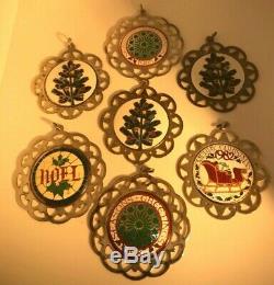 Lunt Sterling Silver Enamel Lot of 7 Christmas Ornaments Medalions Pendants