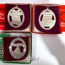 Lunt Sterling Silver Set 3 Music of Christmas Ornaments 1976 to 1978