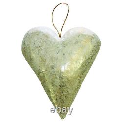 Luxe Metallic Silver Heart Ornament Set 5 Love Romantic 13 in Metallic Hanging