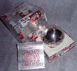 MIB 1972 Wallace #2 Limited Edition Silver Plated Sleigh Bell Christmas Ornament