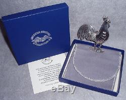 MIB 1981 Stieff American Heritage Series Sterling Rooster Xmas Ornament Pendant