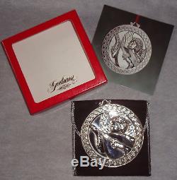 MIB Gorham 1993 Sterling Silver Angel W Mandolin Christmas Ornament Medallion