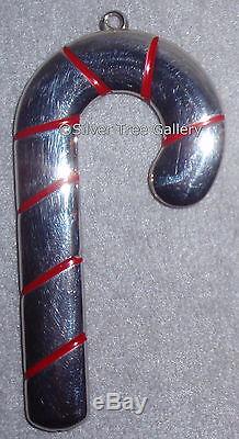 MIB Tiffany Sterling Spain Enamel Stripe Candy Cane Christmas Ornament Pendant