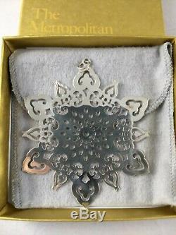 MMA 1995 Sterling Silver Snowflake Christmas Ornament, Unused, Mint withbag, box