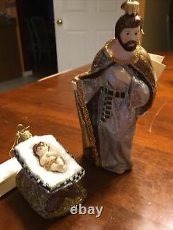 MacKenzie-Childs Glass Holy Family Nativity Silver Lining Christmas Ornament