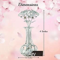 Matashi Chrome Plated Silver Flowers Bouquet And Vase With Pink Crystals