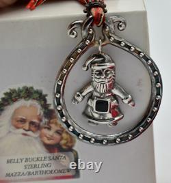 Mazza Bartholomew Sterling Silver Christmas Ornament Santa Onyx Belt Pendant NOS