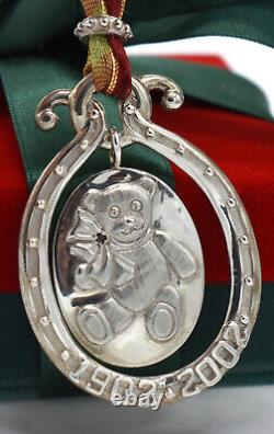 Mazza Bartholomew Sterling Silver Genuine Ruby Teddy Bear Christmas Ornament NOS