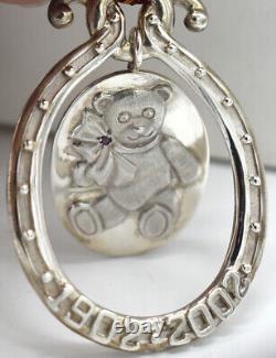 Mazza Bartholomew Sterling Silver Genuine Ruby Teddy Bear Christmas Ornament NOS