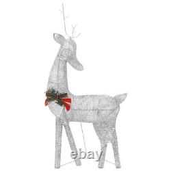 Mesh Design Silver Christmas Reindeer Family with Cold White 90 LED Lights