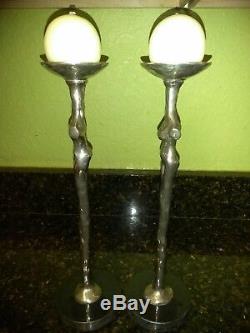 Michael Aram Silver Plated Adam & Eve Candle Holders Signed RARE