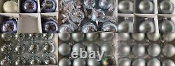 Mix lot 170 white silver blue glass Christmas ornaments