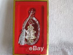 NEW Lenox 2002 Silver Christmas Tree Ornament Gift Crystal Egg Blue Stars NIB